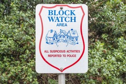 Victoria, British Columbia, Canada - 6 September 2017: Neighbourhood Watch Area sign