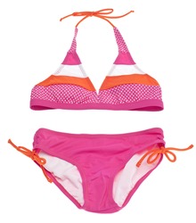 Summer Bikini Concept with Pink and Orange Bikini Isolated on White with a Clipping Path.