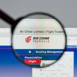 Milan, Italy - August 10, 2017: Air China website homepage. It is the flag carrier and one of the major airlines of the People's Republic of China. Air China logo visible.