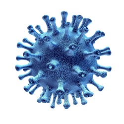 Virus and bacterium medical symbol represented by a single microscopic bacteria intruder cell causing sickness and disease.