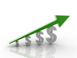 Digital illustration of Business Graph in 3d on white background