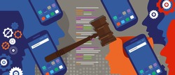 information technology internet digital justice law verdict case legal gavel wooden hammer crime court auction symbol