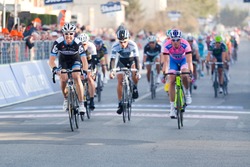 INDICATORE, AREZZO, ITALY - MARCH 10: Tyler Farrar, Team Garmin Cervelo wins the sprint of 2nd stage of 2011 Tirreno-Adriatico, 2nd arrived Petacchi, 3rd Haedo on March 10, 2011 in Indicatore, Arezzo, Italy