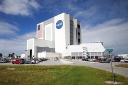 TITUSVILLE, FL - OCTOBER 12: Vehicle Assembly Building at Kennedy Space Center in Titusville, FL on October 12, 2017.