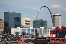 ST. LOUIS - SEPTEMBER 18: The Gateway Arch as seen from Busch Stadium on September 18, 2010 in St. Louis, MO. The Arch stands at 630 feet high, the tallest man-made monument in the United States.