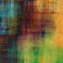art grunge vintage fabric textured and varicolored background with gold orange, red, purple, brown, green and blue blots