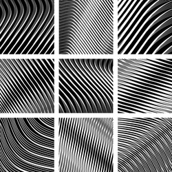 Abstract textured backgrounds in op art design. No gradient. Vector set.