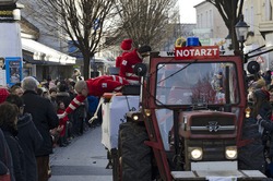 TULLN, AUSTRIA - FEBRUARY 6, 2016: float with the topic "emergency doctor" at the carnival parade in the year 2016 at Tulln, Austria