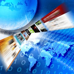 Abstract image of media streams. Symbol of the Internet and contemporary television