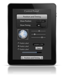 Tablet PC with UI elements. User interface template. EPS 10. Vector illustration
