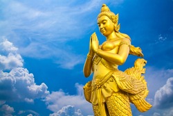 kinaree, a mythology figure, is watching the temple in the Grand Palace Bangkok Thailand