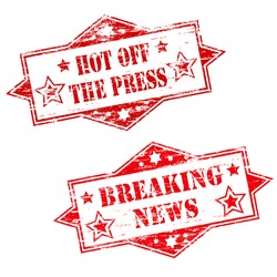 HOT OFF THE PRESS and BREAKING NEWS Rubber Stamp Illustrations