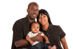 Portrait of Happy Smiling African American Family Isolated on White Background
