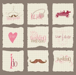 Paper Love and Wedding Design Elements -for invitation, scrapbook in vector
