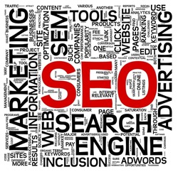 Search engine optimization SEO concept in word tag cloud on white