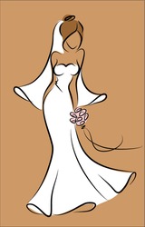 Silhouette of a bride in a wedding dress, background, wedding invitation, the vector