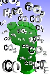 An illustration of an expression, carbon footprint and carbon compounds coming from it / Carbon footprint