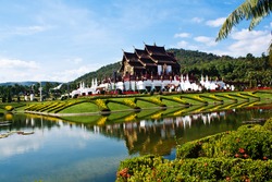 Ho kham luang in the international horticultural exposition 2011, the northern thai style building in royal flora expo,Chiang mai, Thailand