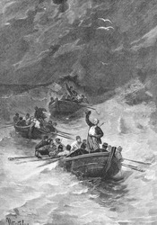 Cossacks were coming home from the robbery. Engraving by Shlinner from picture by painter Izhakevich. Published in magazine "Niva", publishing house A.F. Marx, St. Petersburg, Russia, 1893