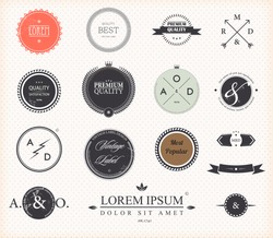 Set of Premium Quality and Guarantee Labels with retro vintage styled design, vector