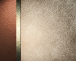elegant formal background with light brown beige parchment paper illustration with striped side border of pink red color and gold ribbon with vintage grunge texture and copy space for brochure or menu
