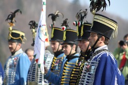 HARGHITA, ROMANIA - MARCH 15: Hungarian cavalryman at commemoration of 163nd anniversary of the Hungarian Revolution on March 15, 2011 in Harghita, Romania