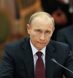 KYIV - OCT 27: Russian Prime Minister Vladimir Putin during a work visit, in the club Cabinet of Ministers, October 27, 2010 in Kyiv, Ukraine.