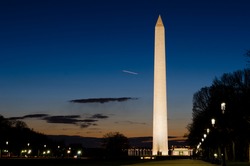 Washington Monument and Lincoln Memorial at night, Washington DC - United States