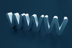 WWW - Web Theme 3D illustration. Dark Blue 3D WWW Letters on Dark Blue Background