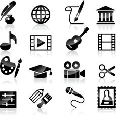 Vector Art Culture and creativity black & white set