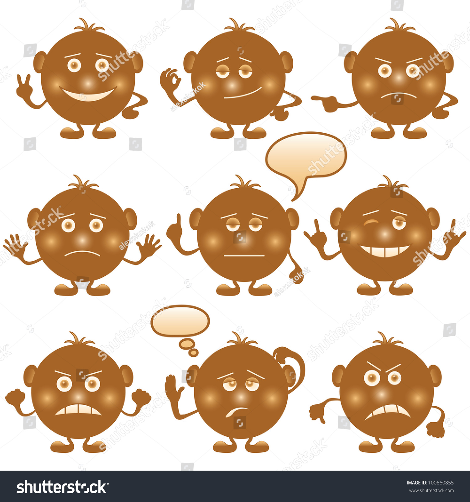 Smilies Symbolising Various Human Emotions Round Stock Vector Royalty