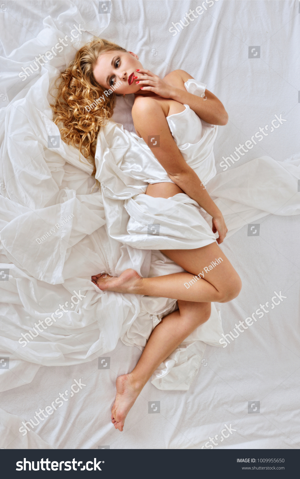 Beautiful Blonde Naked Woman Laying On Stock Photo