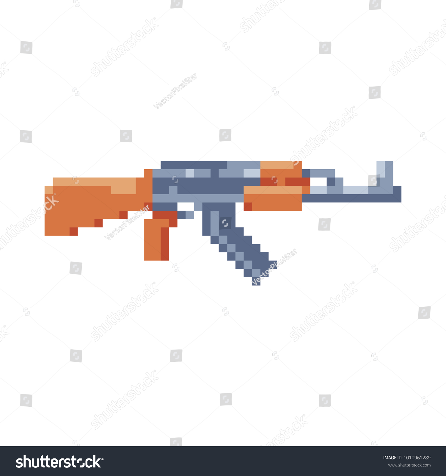 Kalashnikov Assault Rifle Pixel Art Ak Image Vectorielle De Stock My