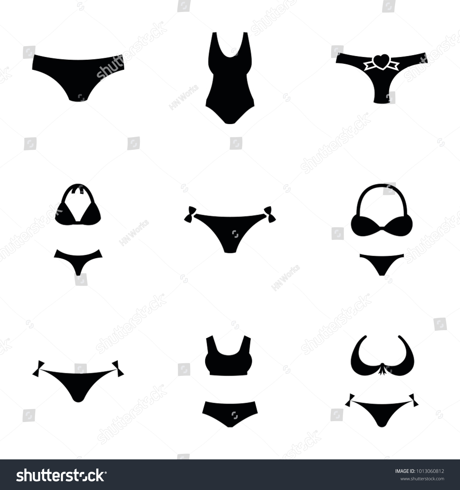 Bikini Icons Set 9 Editable Filled Stock Vector Royalty Free