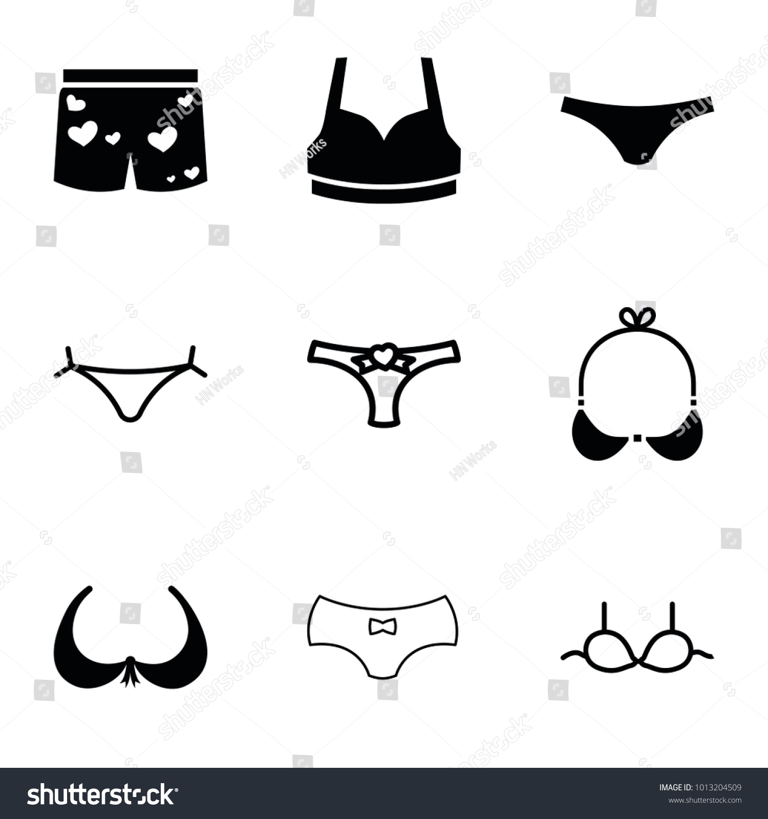 Lingerie Icons Set 9 Editable Filled Stock Vector Royalty Free