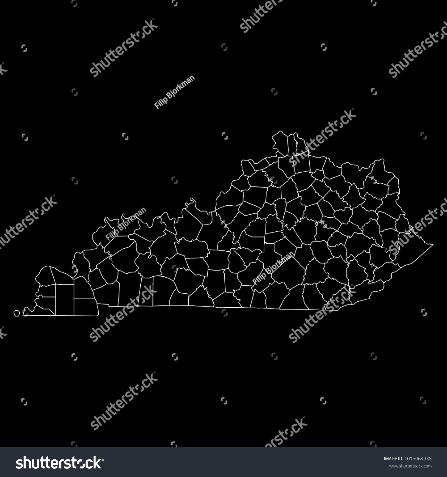 High Detailed Vector Map Countiesregionsstates Kentucky Stock Vector