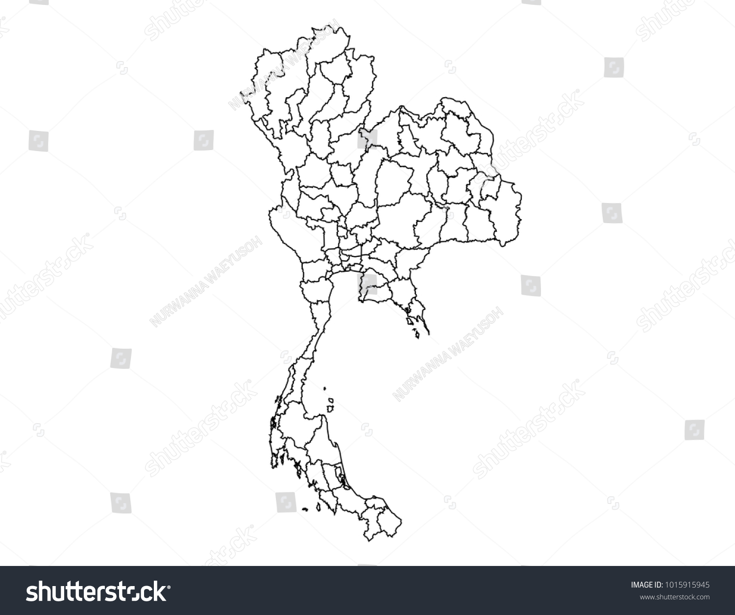 Thailand Outline Map Detailed Isolated Vector 库存矢量图免版税 Shutterstock