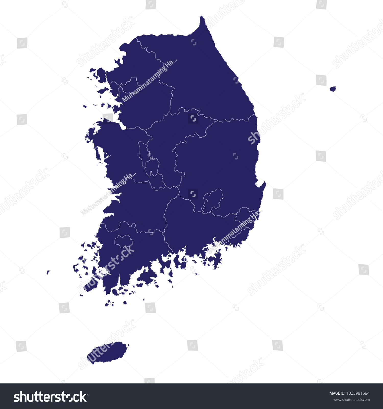 Map South Korea Blue Geometric Rumpled Stock Vector Royalty Free