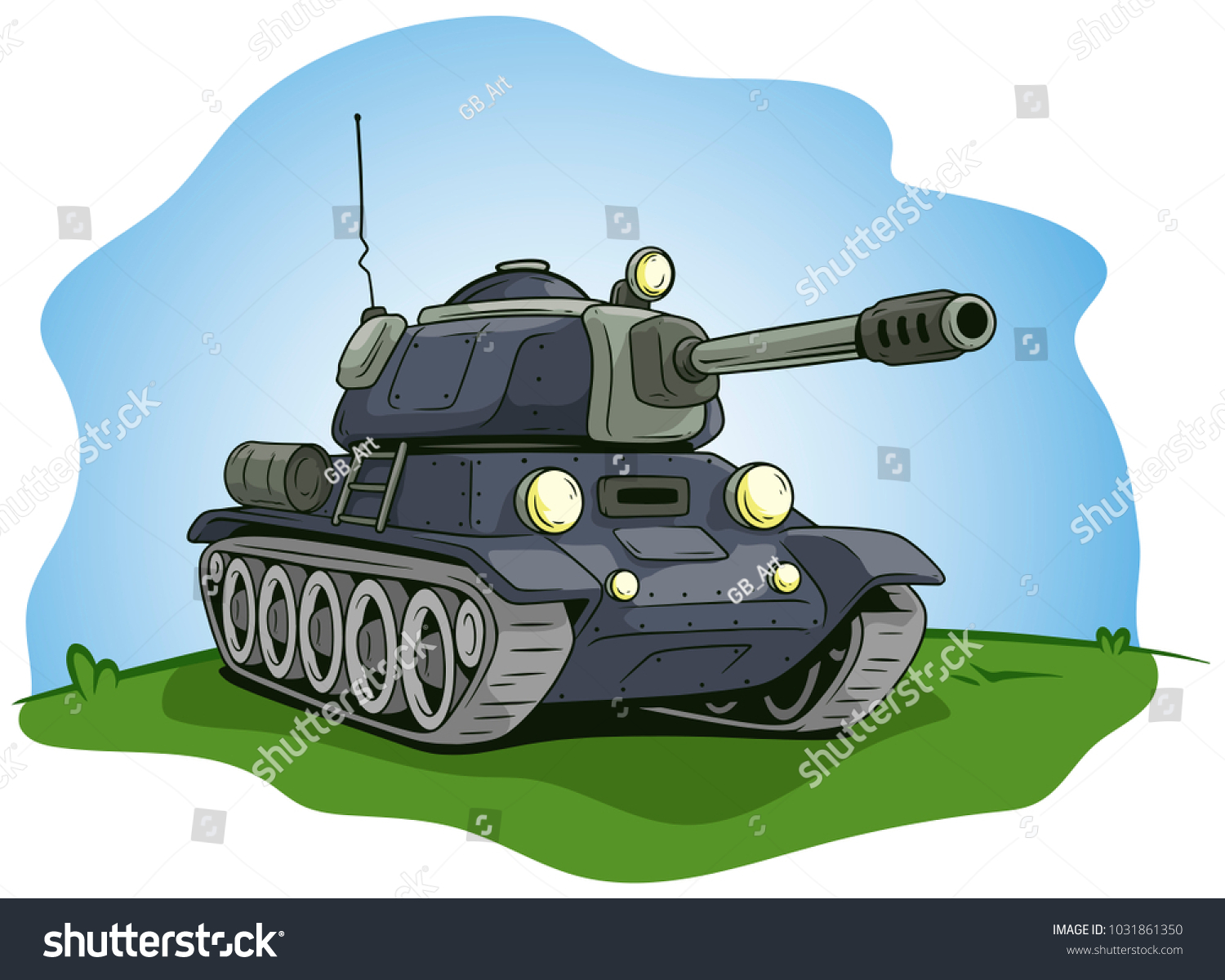 Cartoon Gray Military Army Large Tank Stock Vector Royalty Free