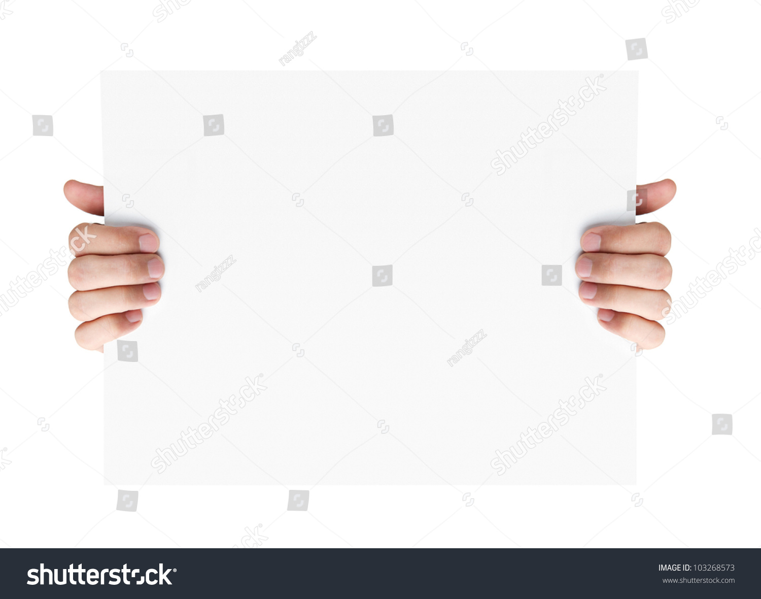 Human Hands Holding Blank Advertising Card Stock Photo 103268573