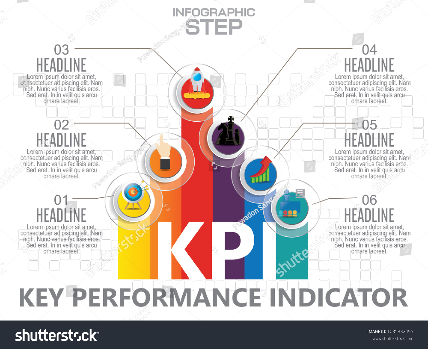 Infographic Kpi Concept Marketing Icons Key Stock Vector Royalty Free Shutterstock