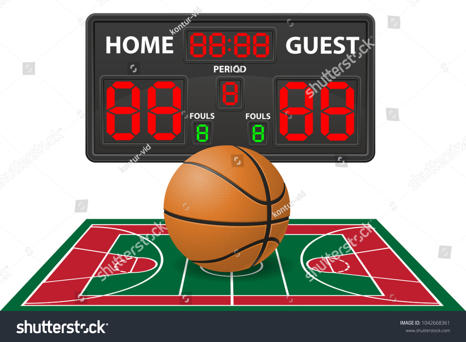 Basketball Sports Digital Scoreboard Vector Illustration Stock Vector