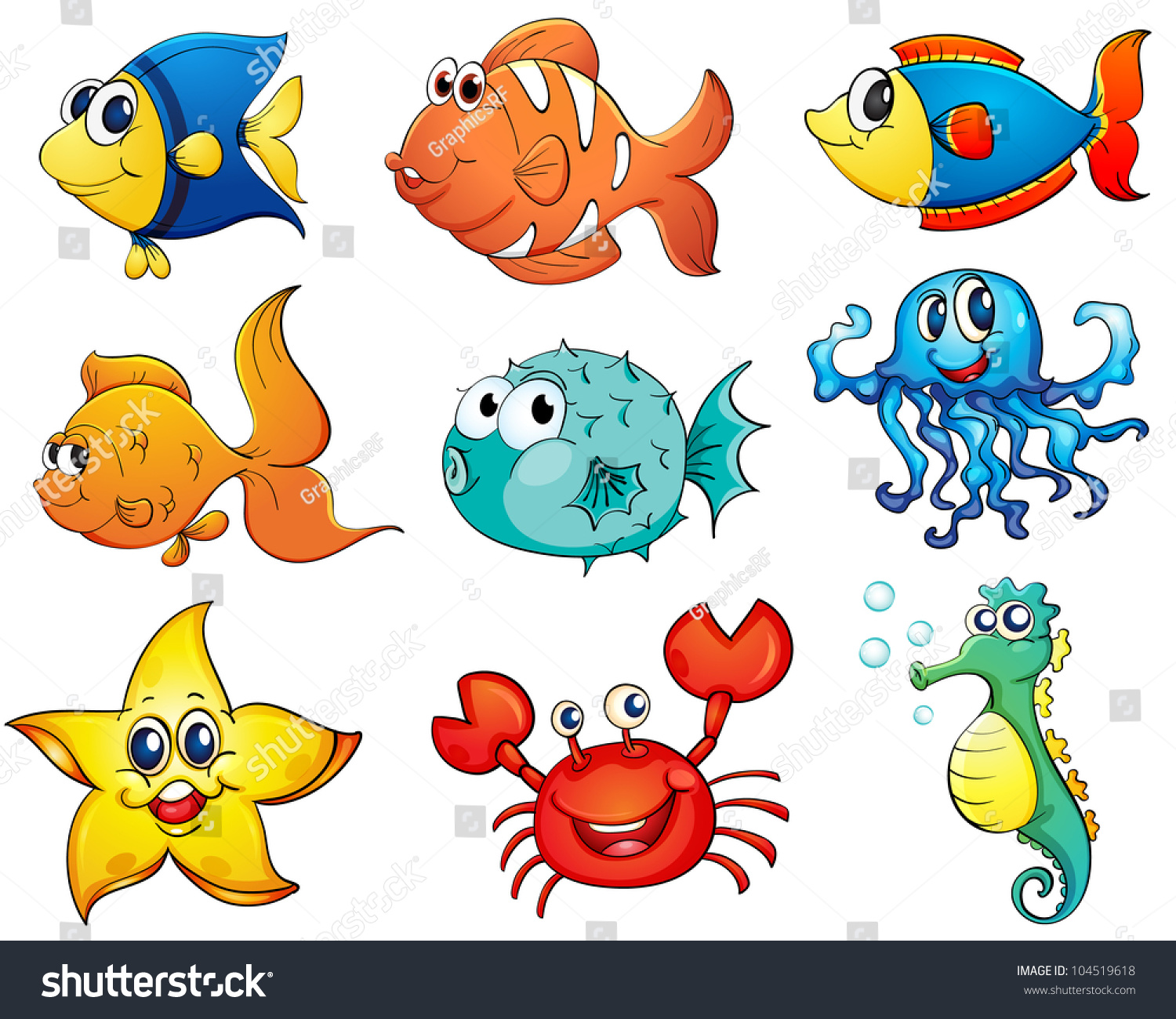 열대 어류 수집의 그림 EPS 스톡 일러스트 104519618 Shutterstock