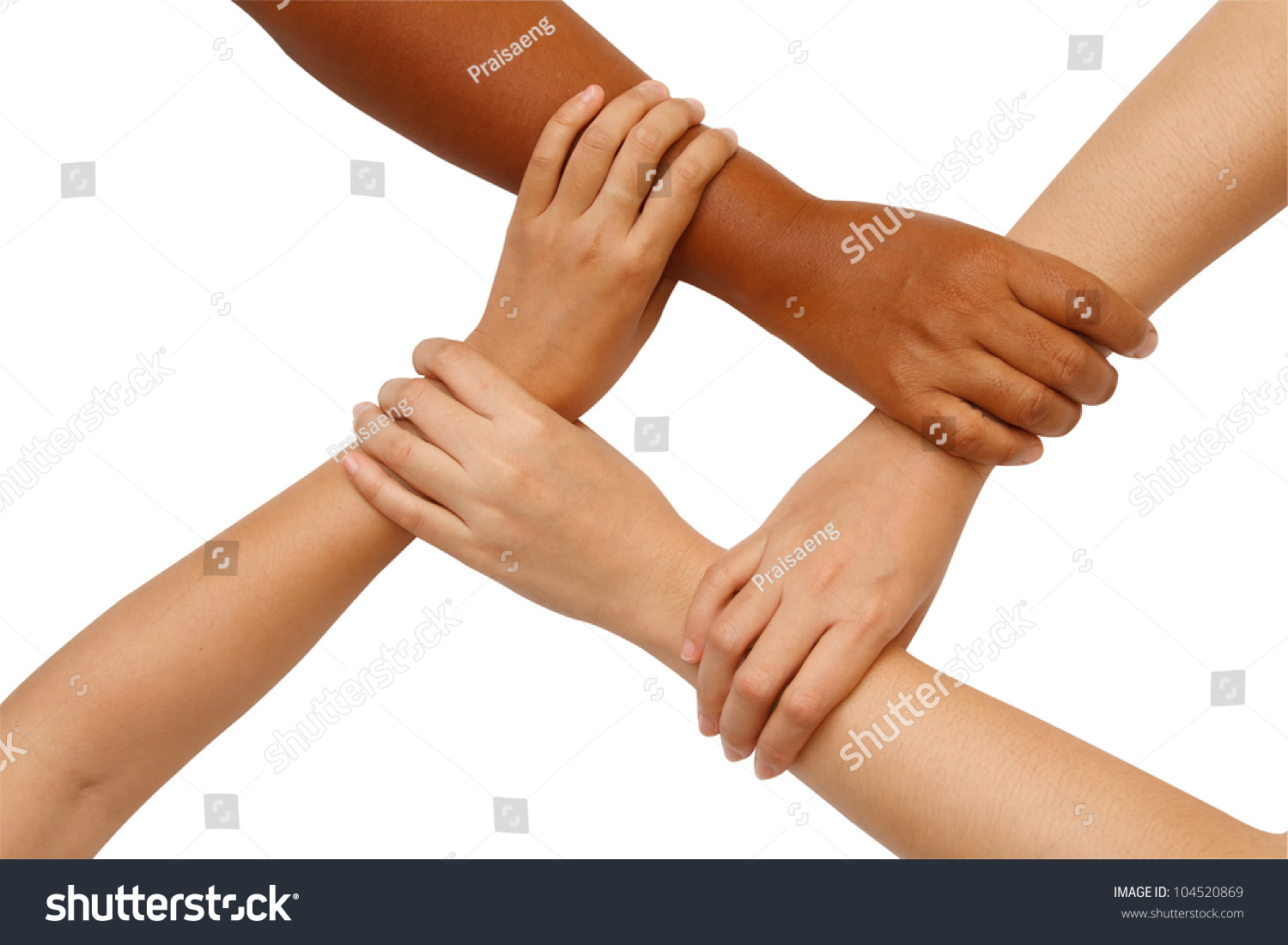 Hand Coordination Multiracial Hands Holding Each库存照片104520869