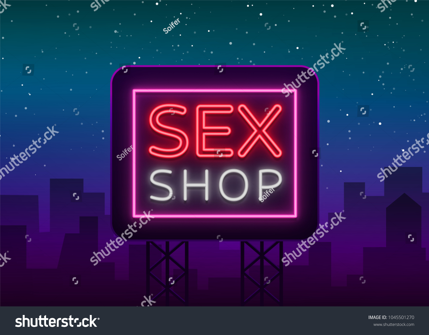 Sex Shop Logo Night Sign Neon Stock Vector Royalty Free 1045501270