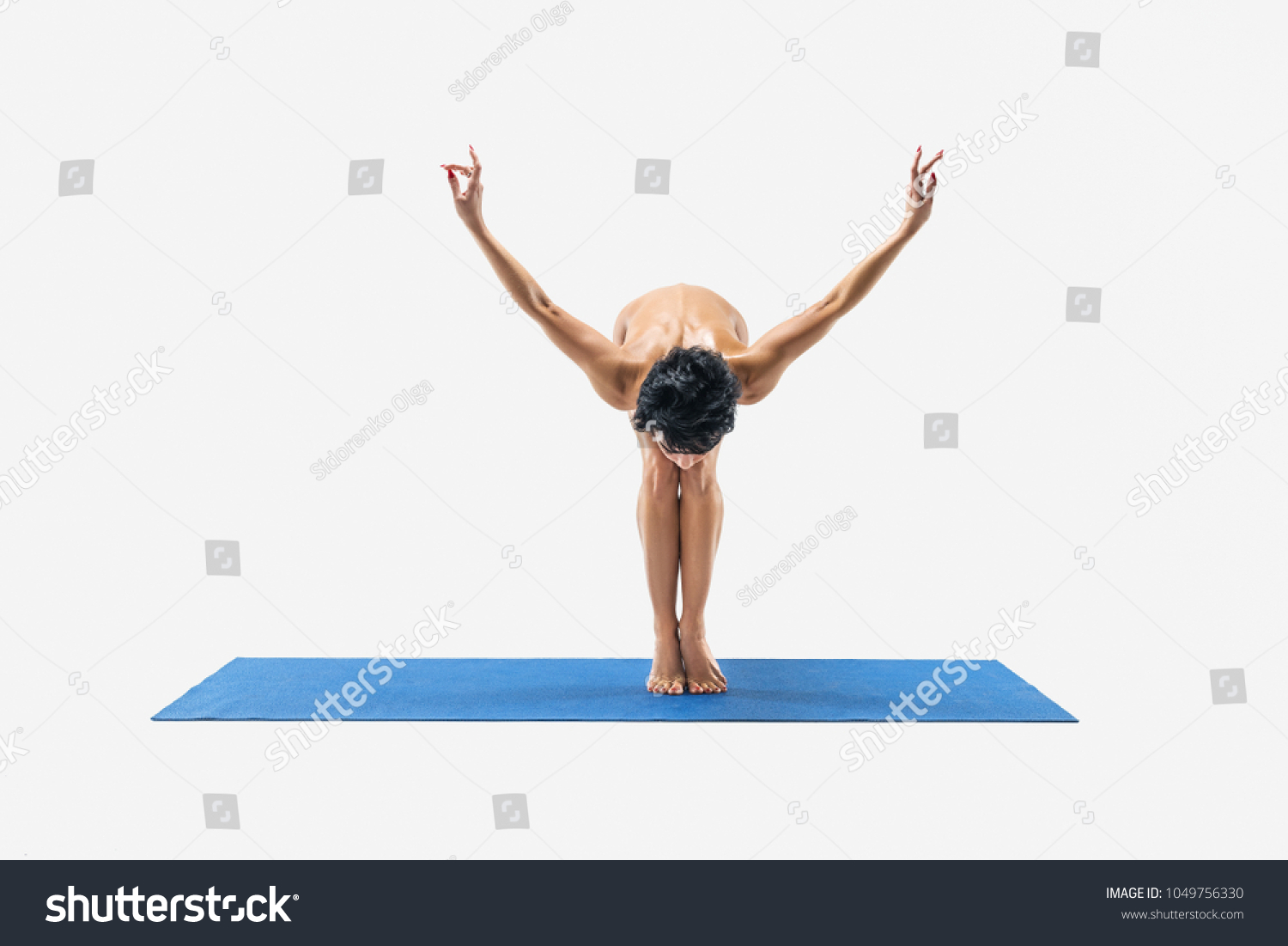 Beautiful Naked Woman Perfect Body Practicing Stock Photo