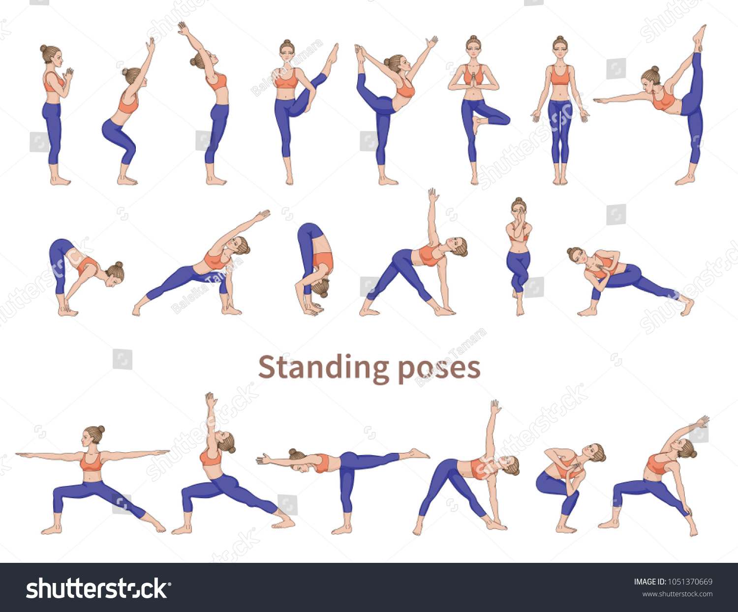 Women Silhouettes Collection Yoga Poses Asana Stock Vector Royalty