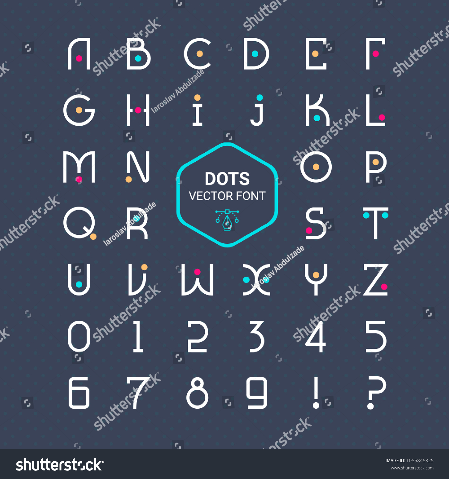 Rounded Font Vector Alphabet Dots Effect Stock Vector Royalty Free