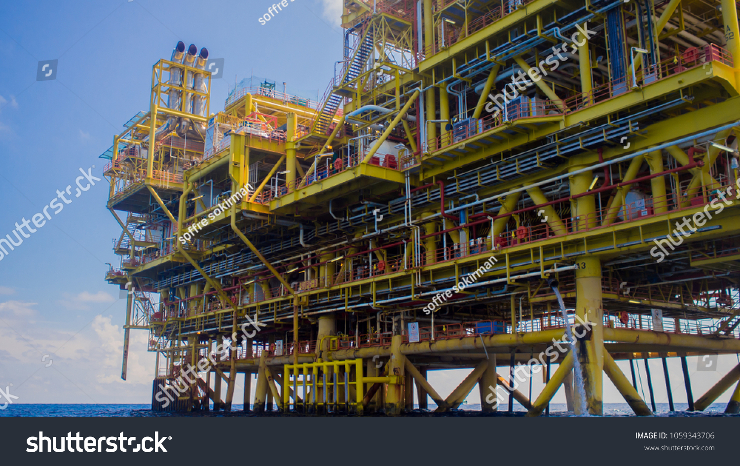 Offshore Oil Gas Rig Platform Beautiful Stock Photo