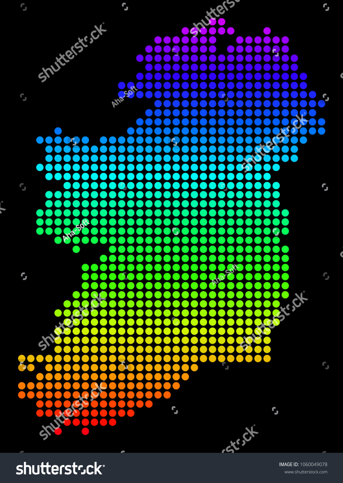 Spectrum Dotted Pixelated Ireland Map Vector